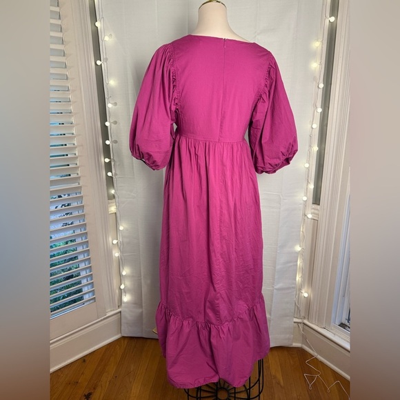 Karlie Purple Maxi Dress with V-Neck and Puff Sleeves - Picture 2 of 6